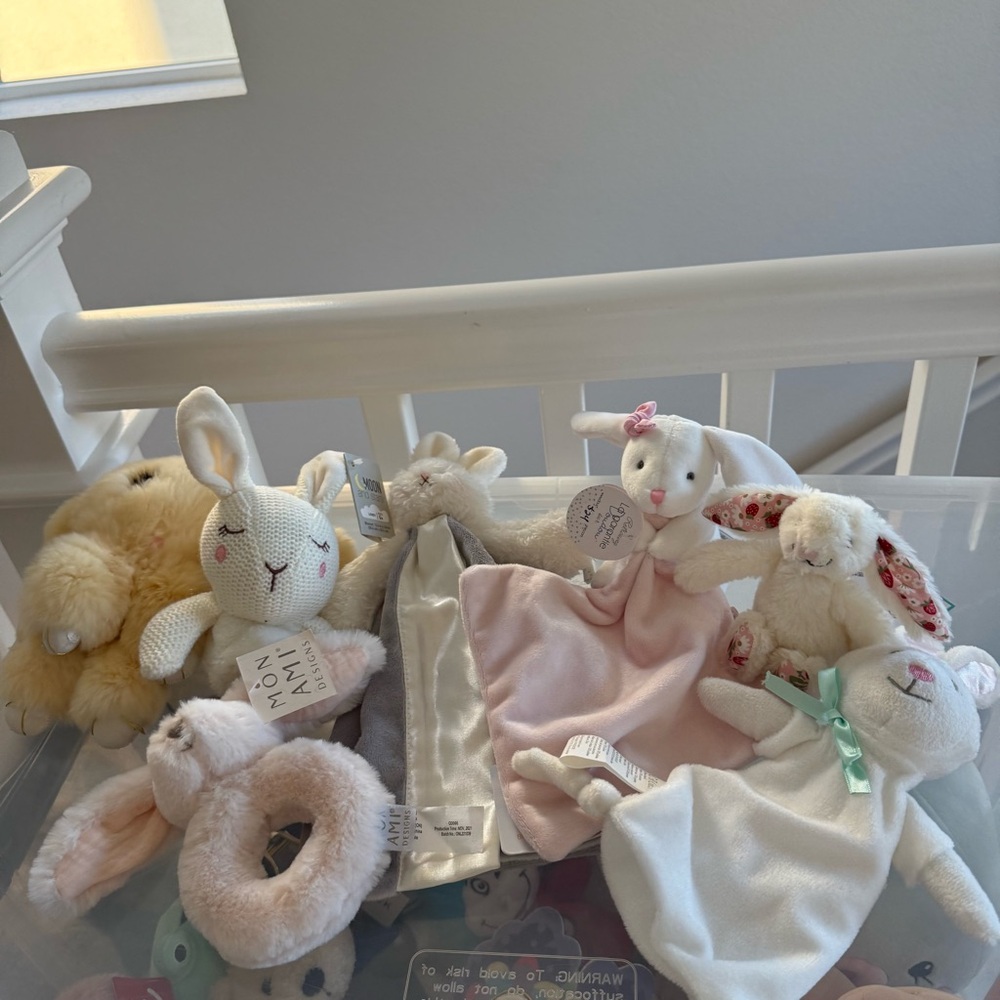 NEW Plush Bunny Toy - Cream and Pink